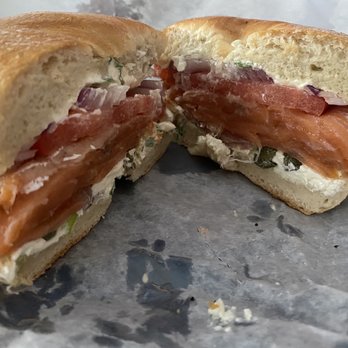 Bagels Plus - Lox plain bagel with chive cream cheese - Bagels Near Me - Tampa, Florida Bagels Plus - Lox plain bagel with chive cream cheese - Bagels Near Me - Tampa, Florida