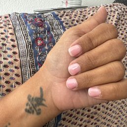 Gel manicure with gel builder.