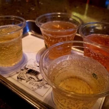 Sterling Cidery - Flight of Four: Dry Rusty, Beam Me Up Peachy, Strawberry Rhubarb and A-Peeling - Cideries Near Me - Sterling, New York