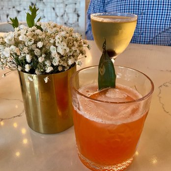 Vasili's - A bourbon drink straight up and a mezcal cocktail - Mediterranean Near Me - Naperville, Illinois