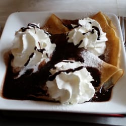 Café Mahler - Palacinky (Czech Crepes) with chocolate sauce and whipped cream.