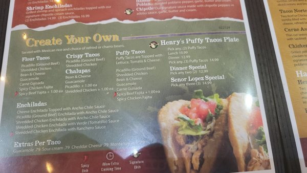 Menu photo 3 Henry’s Puffy Tacos San Antonio, TX