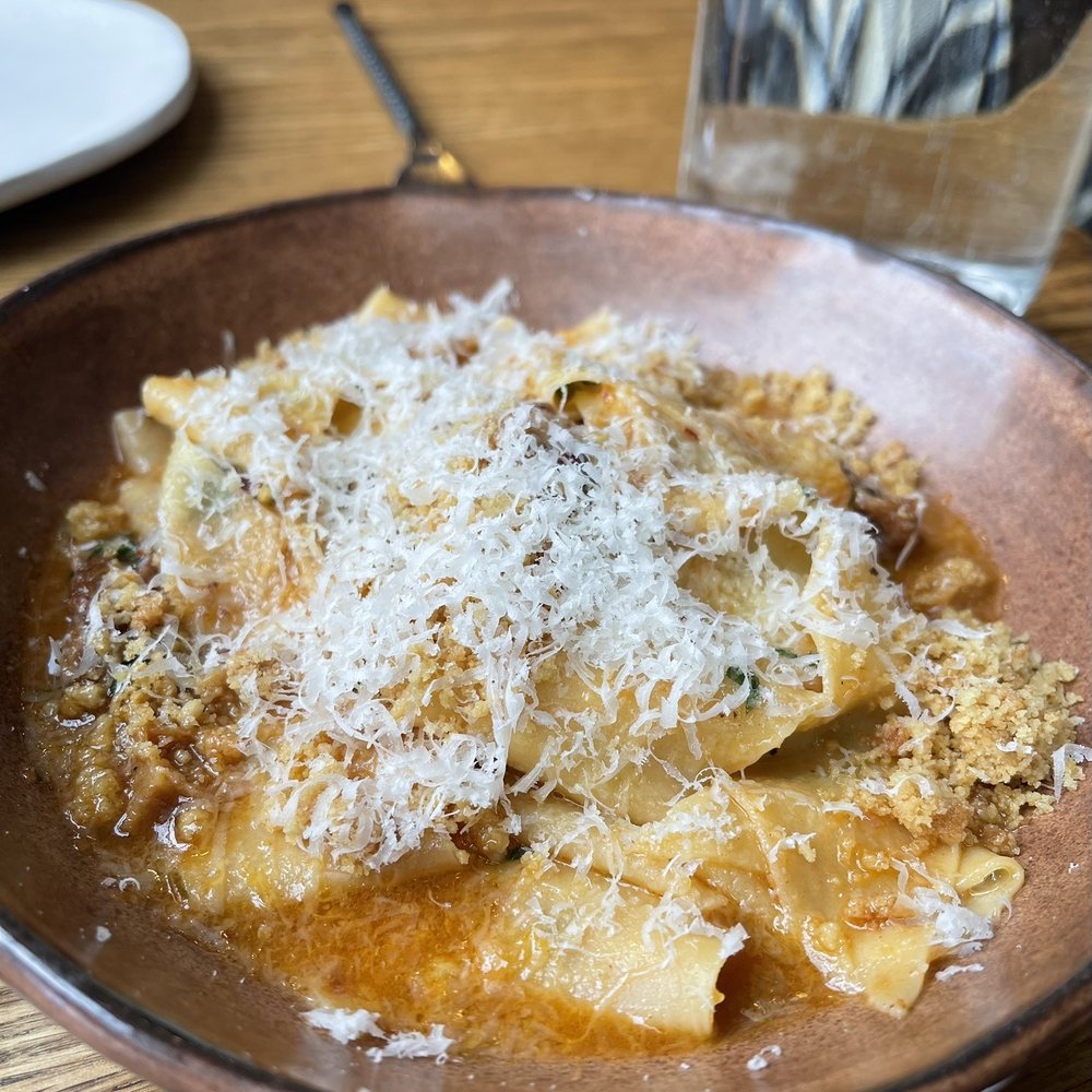 Carrello - Pappardelle with oxtail and crunchy breadcrumbs mixed in- really great comfort food - Italian Near Me - Seattle, Washington Carrello - Pappardelle with oxtail and crunchy breadcrumbs mixed in- really great comfort food - Italian Near Me - Seattle, Washington