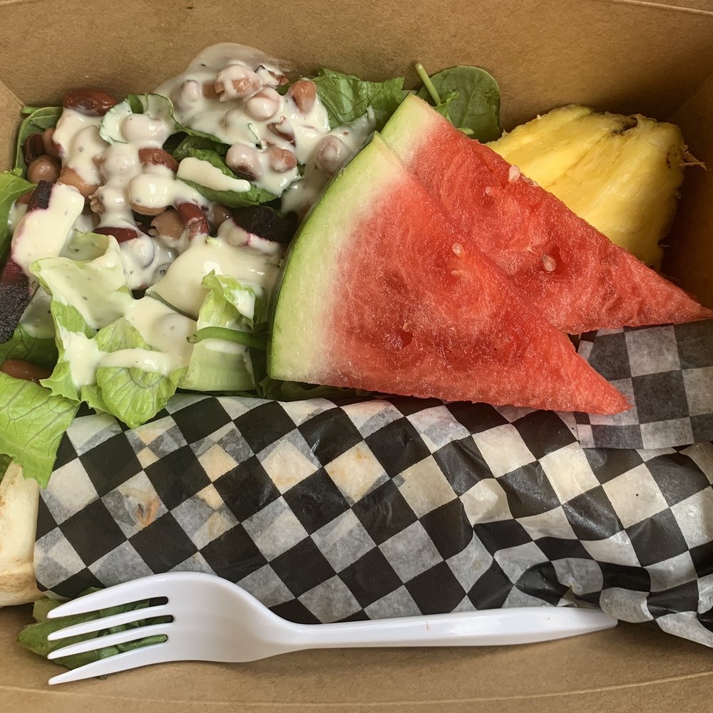 Karine's - Veggie Wrap Combo with Salad and Fruit - Breakfast & Brunch Near Me - Toronto, Ontario Karine's - Veggie Wrap Combo with Salad and Fruit - Breakfast & Brunch Near Me - Toronto, Ontario