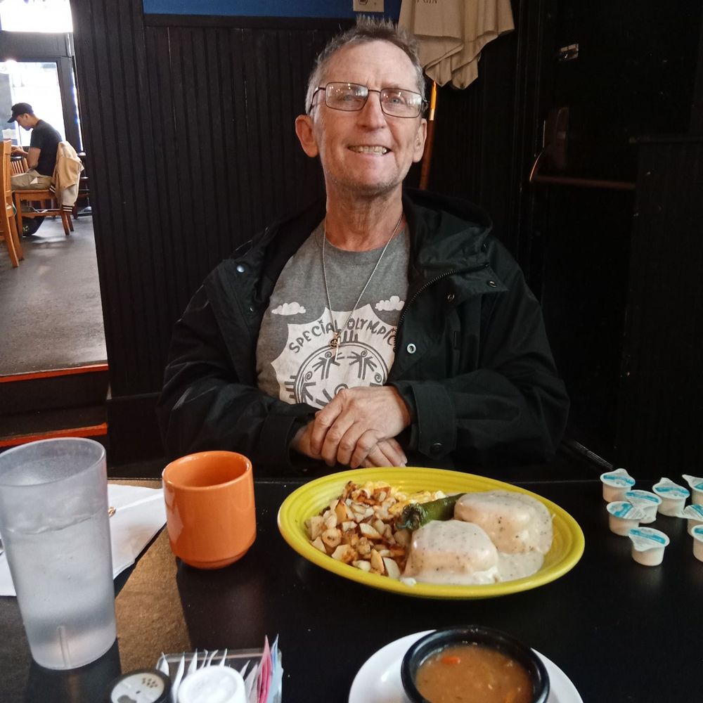 Inside the restaurant with my biscuits and gravy breakfast. Inside the restaurant with my biscuits and gravy breakfast.