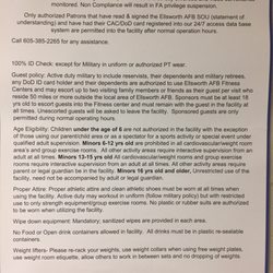 Bellamy Fitness Center - Rules and Regs. Yay military base life lol