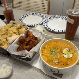 Cheesling Wings, Hot Mala Wings, Rose Ddeok-Bokki Cheesling Wings, Hot Mala Wings, Rose Ddeok-Bokki