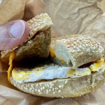 Einstein Bros. Bagels - Mild sausage, lightly-seasoned egg, and light cheese on a fresh sesame bagel - Bagels Near Me - Ellicott City, Maryland Einstein Bros. Bagels - Mild sausage, lightly-seasoned egg, and light cheese on a fresh sesame bagel - Bagels Near Me - Ellicott City, Maryland