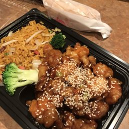 Sesame chicken combo. Opened upon arriving home.