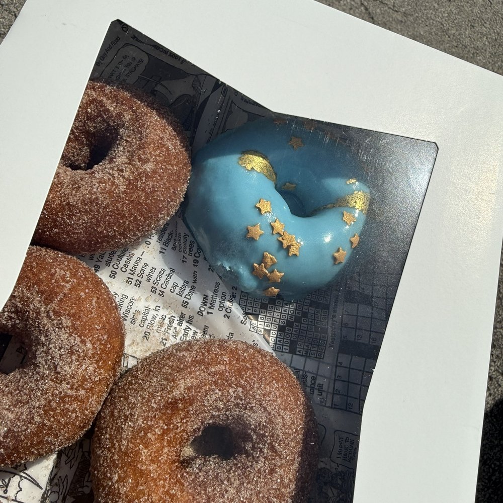 Apple Cider plus a special donation donut honoring the owner's son who survived cancer.