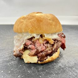 Manea's Meat - Everyone's favorite... Our PRIME RIB MELT! Always featured in December.