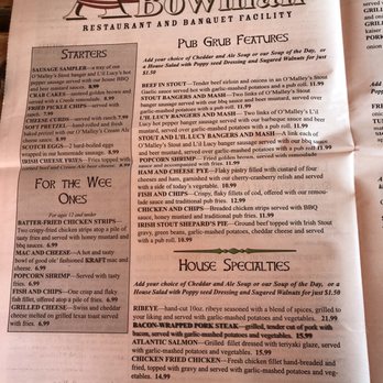 O'Malley's Pub - Menu - Irish Pub Near Me - Weston, Missouri