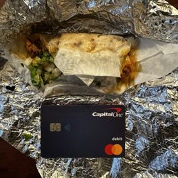 Al pastor taco (card included to show size comparison) Al pastor taco (card included to show size comparison)
