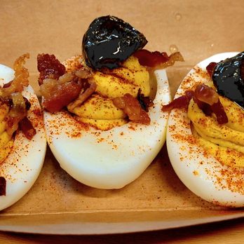 Guess Family Barbecue - Jalapeño bacon deviled eggs - Barbeque Near Me - Waco, Texas Guess Family Barbecue - Jalapeño bacon deviled eggs - Barbeque Near Me - Waco, Texas