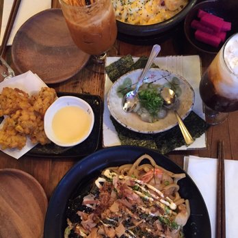 MeNami - Tako-wasa, corn kaki-age, seafood yaki udon, oven baked udon & thai iced tea - Japanese Near Me - Toronto, Ontario