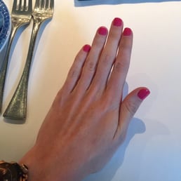 My beautiful gel manicure with strawberry margarita polish
