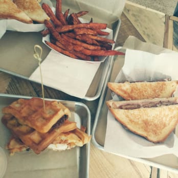 Ms Cheezious - Fried chicken & waffle, croquetta monsieur, mackin melt and sweet potato fries. #nomnom - Sandwiches Near Me - Miami, Florida Ms Cheezious - Fried chicken & waffle, croquetta monsieur, mackin melt and sweet potato fries. #nomnom - Sandwiches Near Me - Miami, Florida