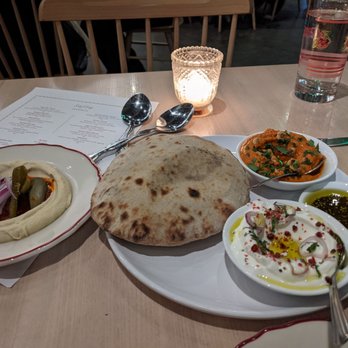 Safta - Pita with hummus, labneh and muhammara - Middle Eastern Near Me - Denver, Colorado