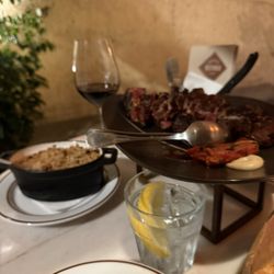 Reitoria - Ribeye we split with side of rice in mini Dutch oven