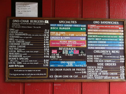 Menu photo 8 Duane's Ono Char Burger Anahola, HI Menu photo 8 Duane's Ono Char Burger Anahola, HI