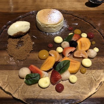 Morimoto Napa - Chilled cheesecake soufflé with vanilla ice cream, graham crackers and berries 333 - Japanese Near Me - Napa, California