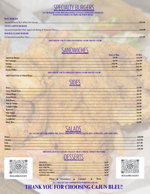 Menu photo 2 Cajun Bleu Cafe Marrero, LA Menu photo 2 Cajun Bleu Cafe Marrero, LA