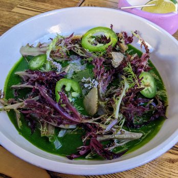 Rich Table - Kampachi, green strawberry aguachile, jalapeno pepper - New American Near Me - San Francisco, California Rich Table - Kampachi, green strawberry aguachile, jalapeno pepper - New American Near Me - San Francisco, California