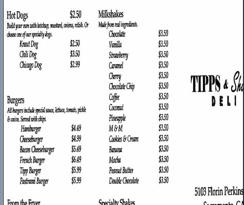 Menu photo 8 Tipps & Shakes Deli Sacramento, CA Menu photo 8 Tipps & Shakes Deli Sacramento, CA
