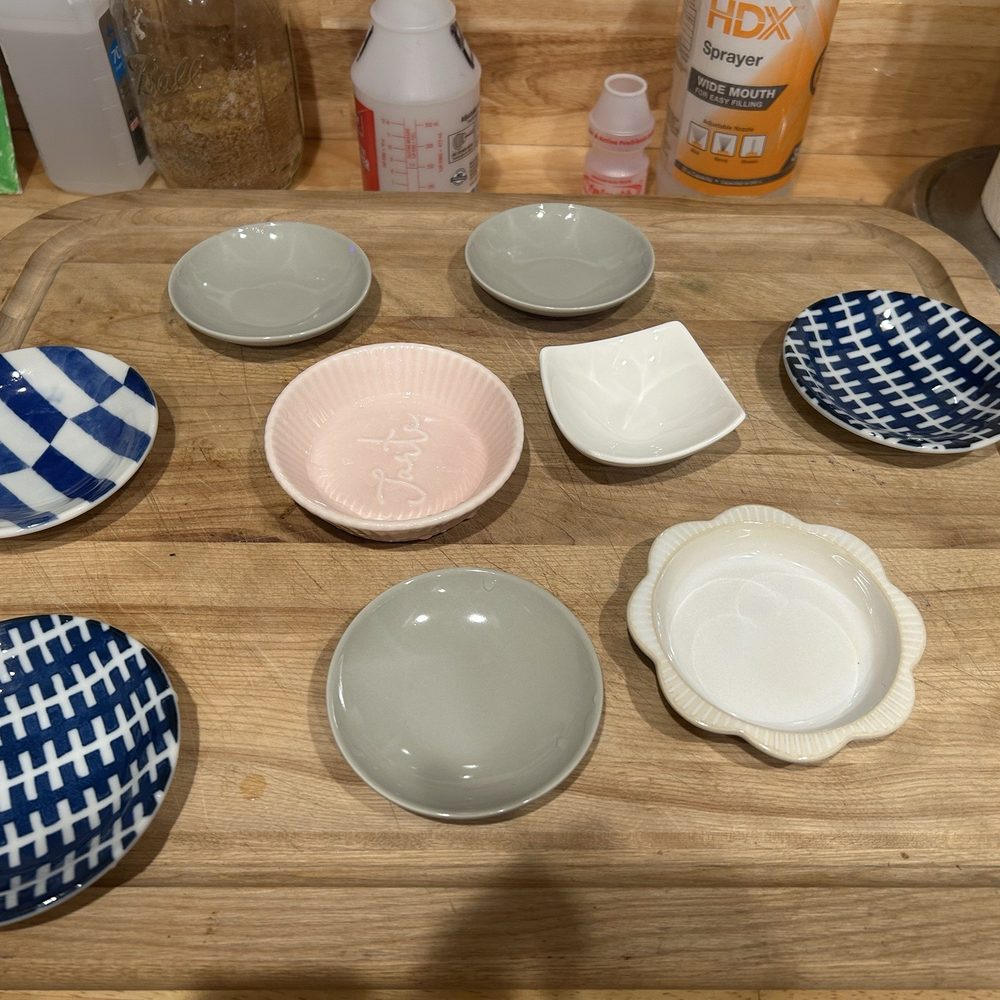 Various sizes of dishes for feeding my foster kittens Various sizes of dishes for feeding my foster kittens