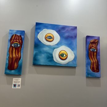 The Omelette Cafe - three paintings of eggs and bacon - Cafes Near Me - Manassas, Virginia