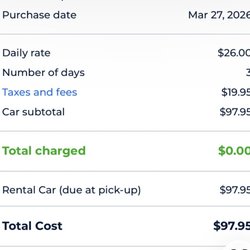 Advantage Rent A Car - This is the original booking I did through Priceline with the total. I opted to not get insurance coverage because I already had my own.