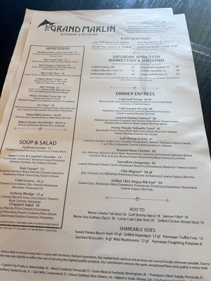 Menu photo 2 The Grand Marlin Gulf Breeze, FL