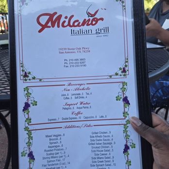 Milano Italian Grill - The menu - Italian Near Me - San Antonio, Texas Milano Italian Grill - The menu - Italian Near Me - San Antonio, Texas