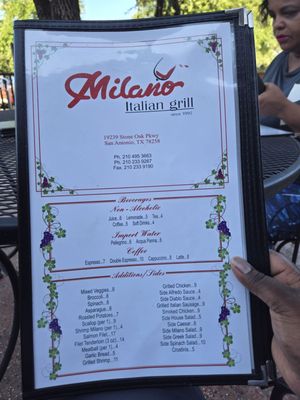 Menu photo 1 Milano Italian Grill San Antonio, TX Menu photo 1 Milano Italian Grill San Antonio, TX