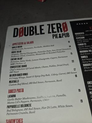 Menu photo 2 Double Zero Pie & Pub Las Vegas, NV Menu photo 2 Double Zero Pie & Pub Las Vegas, NV