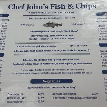 Chef John's Fish & Chips - Menu - Fish & Chips Near Me - Lemon Grove, California Chef John's Fish & Chips - Menu - Fish & Chips Near Me - Lemon Grove, California