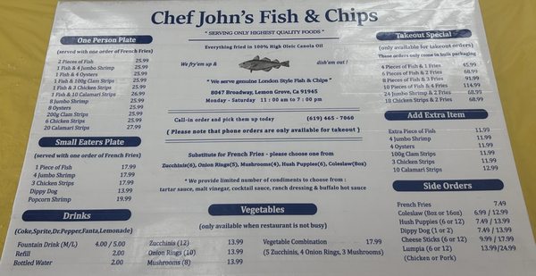 Menu photo 2 Chef John's Fish & Chips Lemon Grove, CA Menu photo 2 Chef John's Fish & Chips Lemon Grove, CA