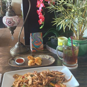 Aggie's Grill Station - Eastern chicken with teriyaki noodles Cheese Wonton - American Near Me - Raleigh, North Carolina