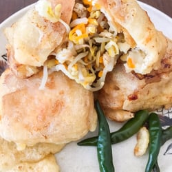 Bakulan - Tahu isi - Stuffed Tofu served with tiny but mighty chillies which i dare not try!