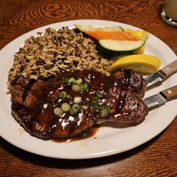 Jason's Beachside Grille - new york steak with veggies and wild rice pilaf - New American Near Me - Kings Beach, California Jason's Beachside Grille - new york steak with veggies and wild rice pilaf - New American Near Me - Kings Beach, California