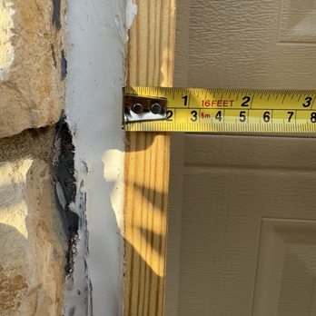 Miracle Exteriors - We were told they would never do more than 1/2" of caulk, but they filled in like this the whole length. This was supposed to be a 2x6. - Siding Near Me Miracle Exteriors - We were told they would never do more than 1/2" of caulk, but they filled in like this the whole length. This was supposed to be a 2x6. - Siding Near Me