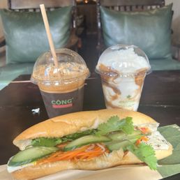 Breakfast Bahn Mi, black coffee, coconut coffee pho