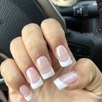 Deja Vu Nails & Spa - Right hand is okay. Thumb cut. The lady told me nicely to ask next time to fix the French tip. I don't think she wanted to fix it. - Nail Salons Near Me - Sacramento, California