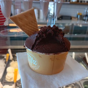 Tifa Chocolate & Gelato - Medium sized cup of dark gelato - Gelato Near Me - Webster, Texas Tifa Chocolate & Gelato - Medium sized cup of dark gelato - Gelato Near Me - Webster, Texas