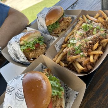 Winter Park Biscuit Co. - Chicken sandwich and loaded fries - Vegan Near Me - Orlando, Florida Winter Park Biscuit Co. - Chicken sandwich and loaded fries - Vegan Near Me - Orlando, Florida