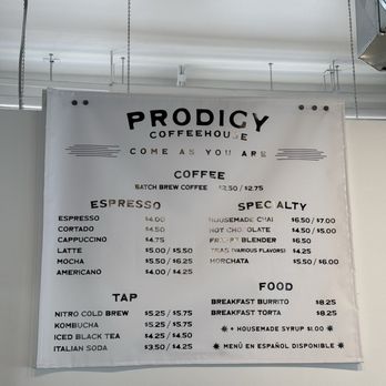 Prodigy Coffeehouse - Menu - Coffee & Tea Near Me - Denver, Colorado
