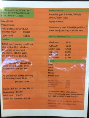 Menu photo 2 Asher Amens African Cafe Tampa, FL Menu photo 2 Asher Amens African Cafe Tampa, FL