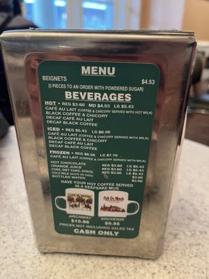 Menu photo 2 Cafe Du Monde New Orleans, LA Menu photo 2 Cafe Du Monde New Orleans, LA