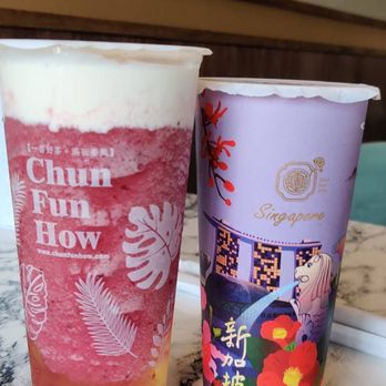 Chun Fun How - Drinks in beautiful cups - Bubble Tea Near Me - Richmond, British Columbia