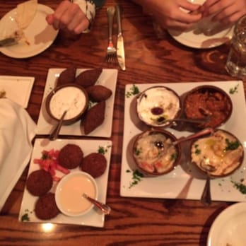 Balade - Kibbeh, falafel and delicious dips (hummus, baba ghanoush, red pepper and yogurt). SO GOOD! Perfect for sharing :) - Mediterranean Near Me - New York, New York